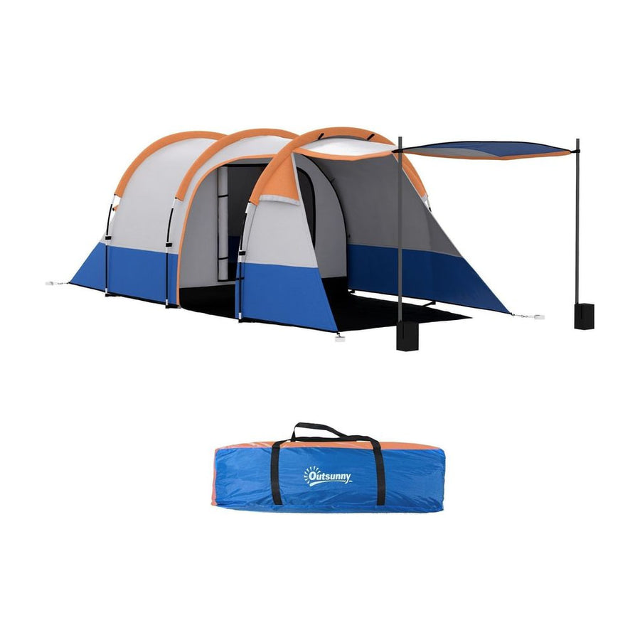 Outsunny Camping Tent, Large Tunnel Tent with Bedroom and Living Area, 2000mm Waterproof, Portable with Bag for 2-3 Man