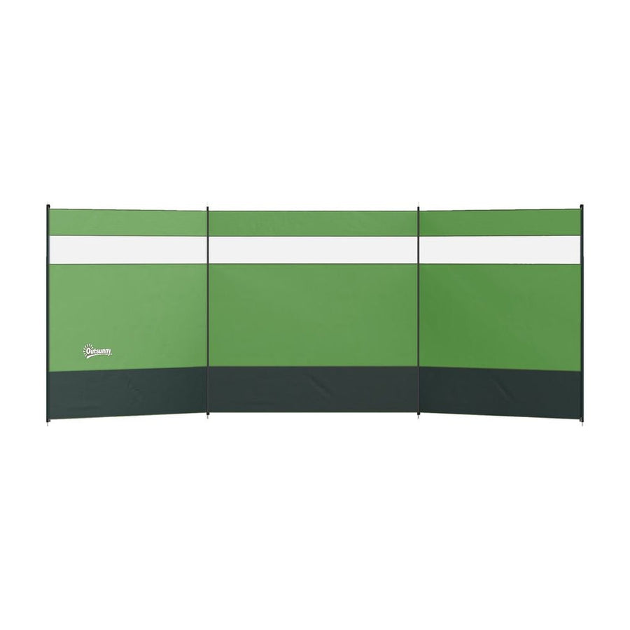 Outsunny Camping Windbreaker with Clear Windows and Steel Poles, for Beach Caravan Campervan, 440 x 140cm, Army Green