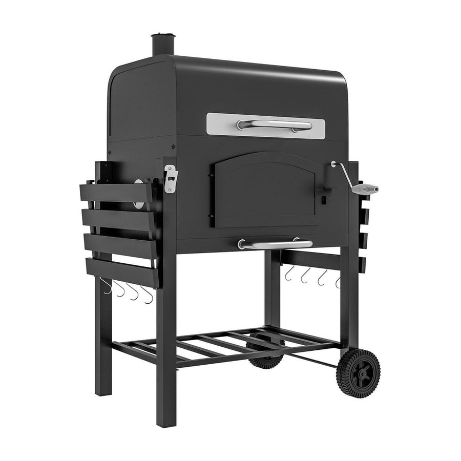 Outsunny 3-in-1 Charcoal BBQ, with Shelves - Black