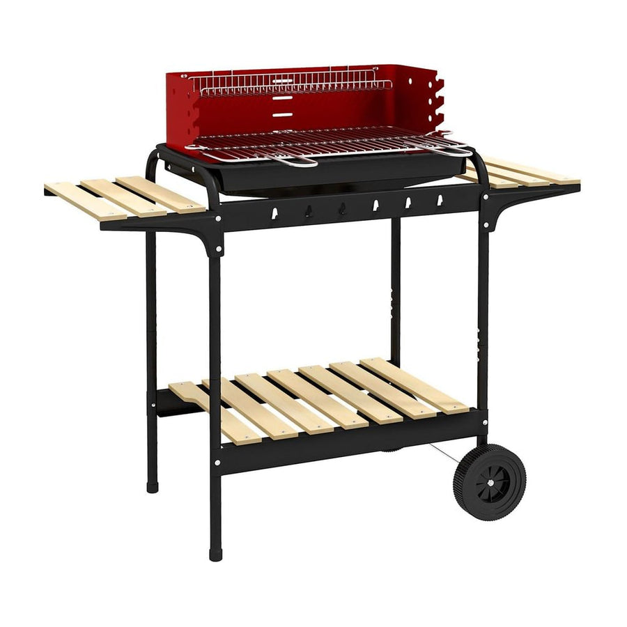 Outsunny Charcoal BBQ, with Five Position Grill Grate - Red