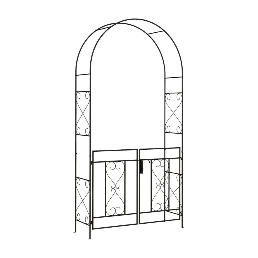 Outsunny Decorative Garden Arch, with Gate - Black