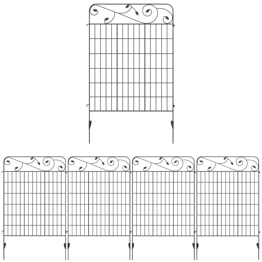 Outsunny Decorative Garden Fencing, 4PCs Outdoor Picket Fence Panels, 43in x 11.5ft Rustproof Metal Wire Landscape Flower Bed