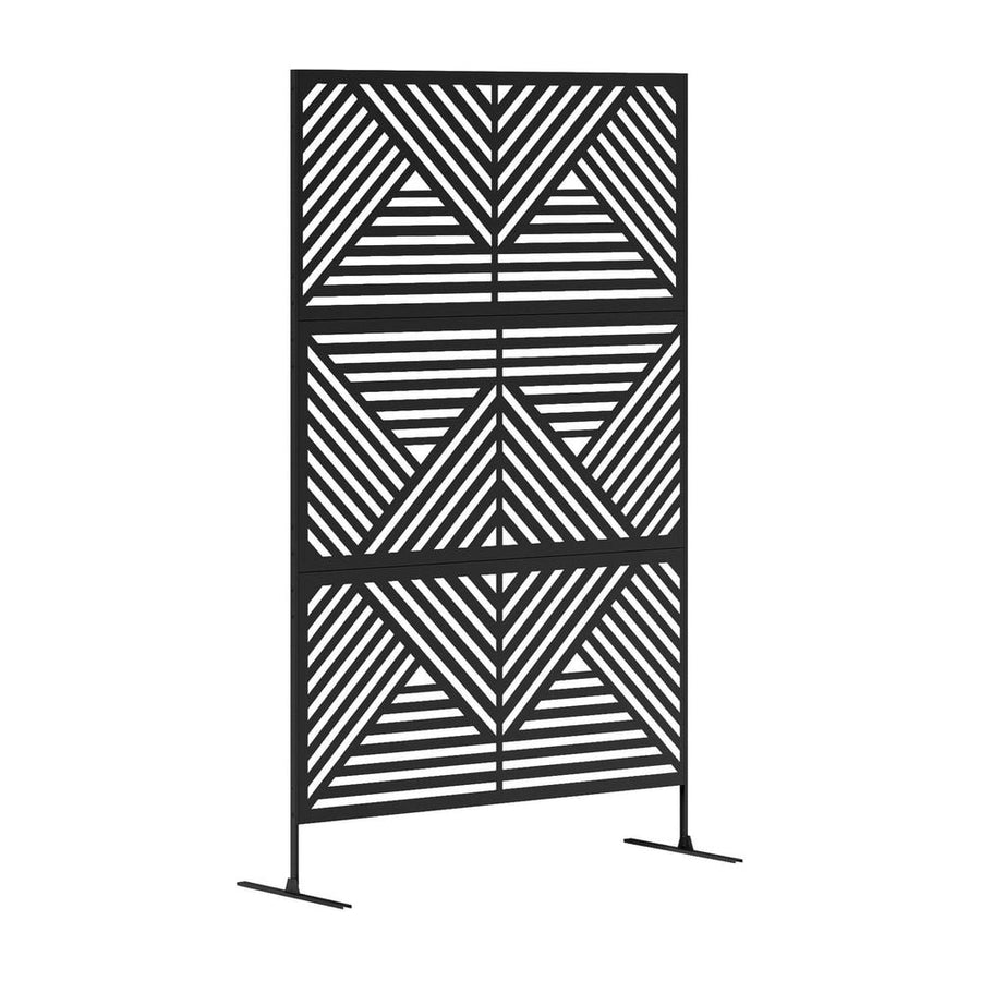 Outsunny Decorative Garden Privacy Screen with Stand, 6.5FT Freestanding Metal Outdoor Divider, Decorative Privacy Panel with