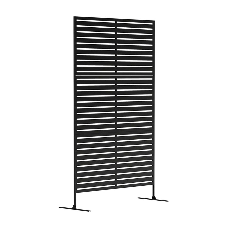 Outsunny Decorative Privacy Fence Screen, Metal Outdoor Privacy Screen Climbing Plant Trellis with Stand, 122 x 198 cm, Black