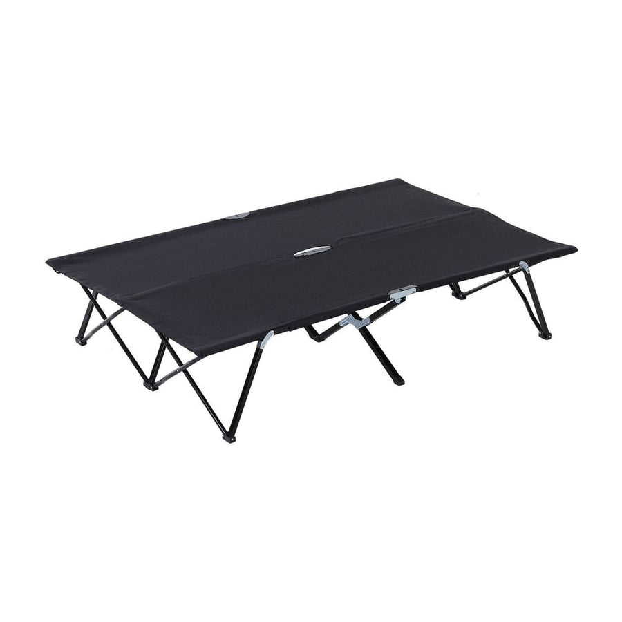 Outsunny Double Camping Cot Bed, with Bag - Black