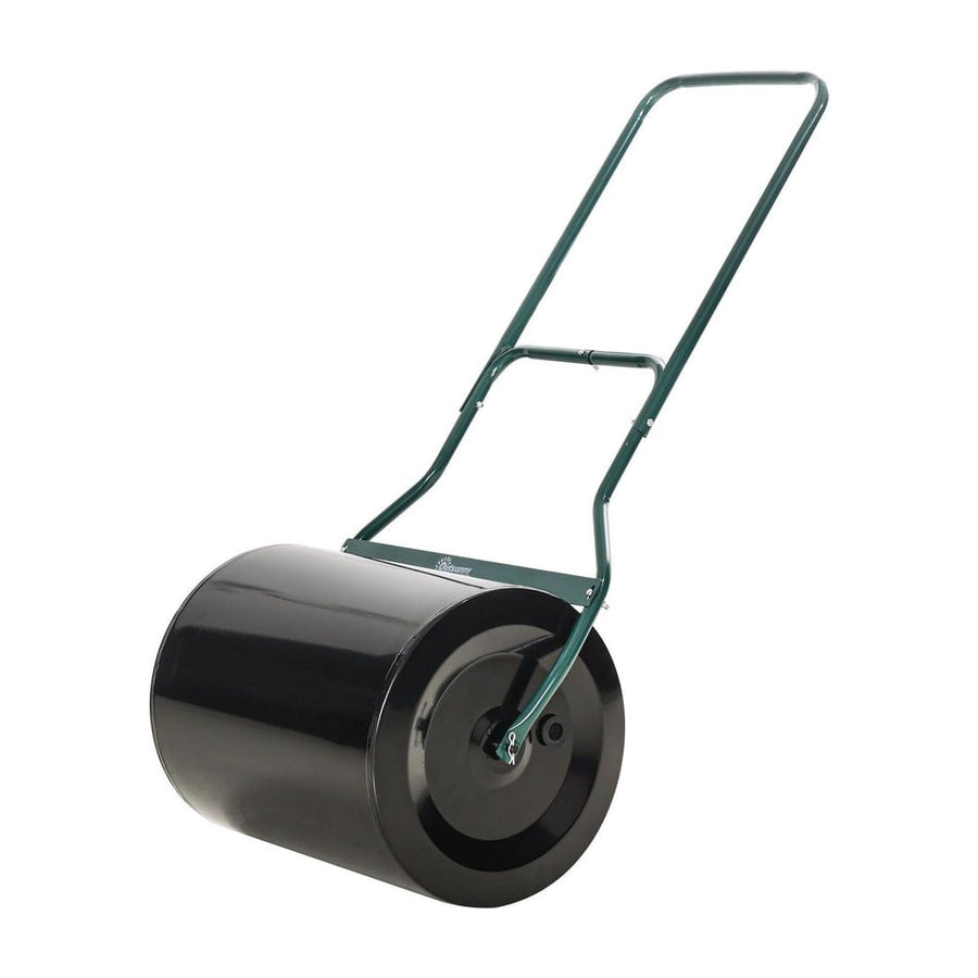 Outsunny 50cm Steel Garden Lawn Roller Push Pull w/ Fillable Cylinder Water Sand Plug Lawn Flatten Seed Sow Rolling Drum w