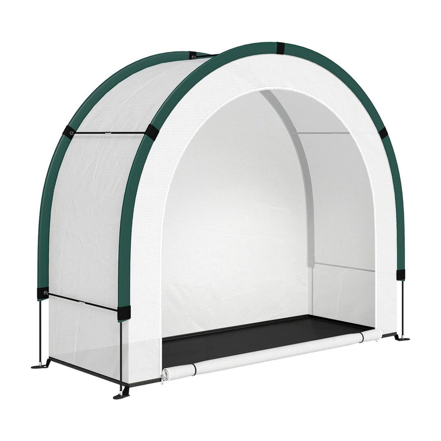 Outsunny Foldable Small Greenhouse, Portable Green House Mini Greenhouse with Zipper Door, PE Base, 200 x 80 x 164 cm, Green