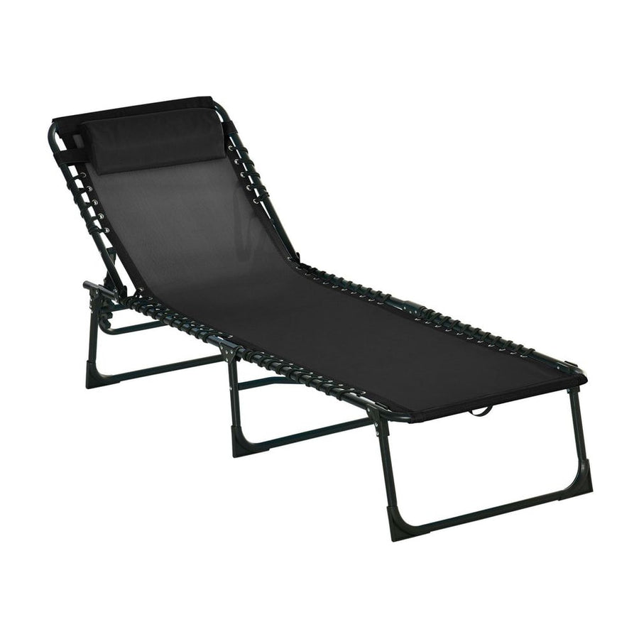 Outsunny Foldable Sun Lounger, Outdoor 4 Level Adjustable Backrest Reclining Chaise Chair, Steel Frame Recliner Chair for