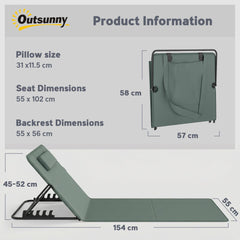 Outsunny Foldable Sun Loungers Set of 2 in Grey