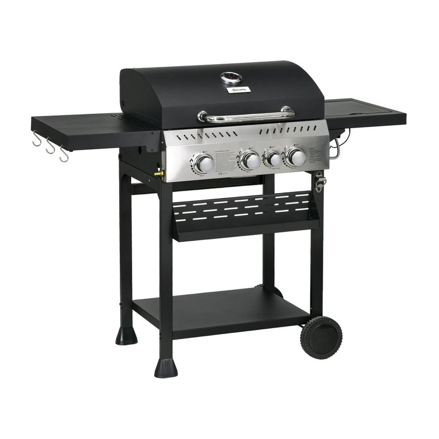 Outsunny Four-Burner Steel Gas Grill in Black