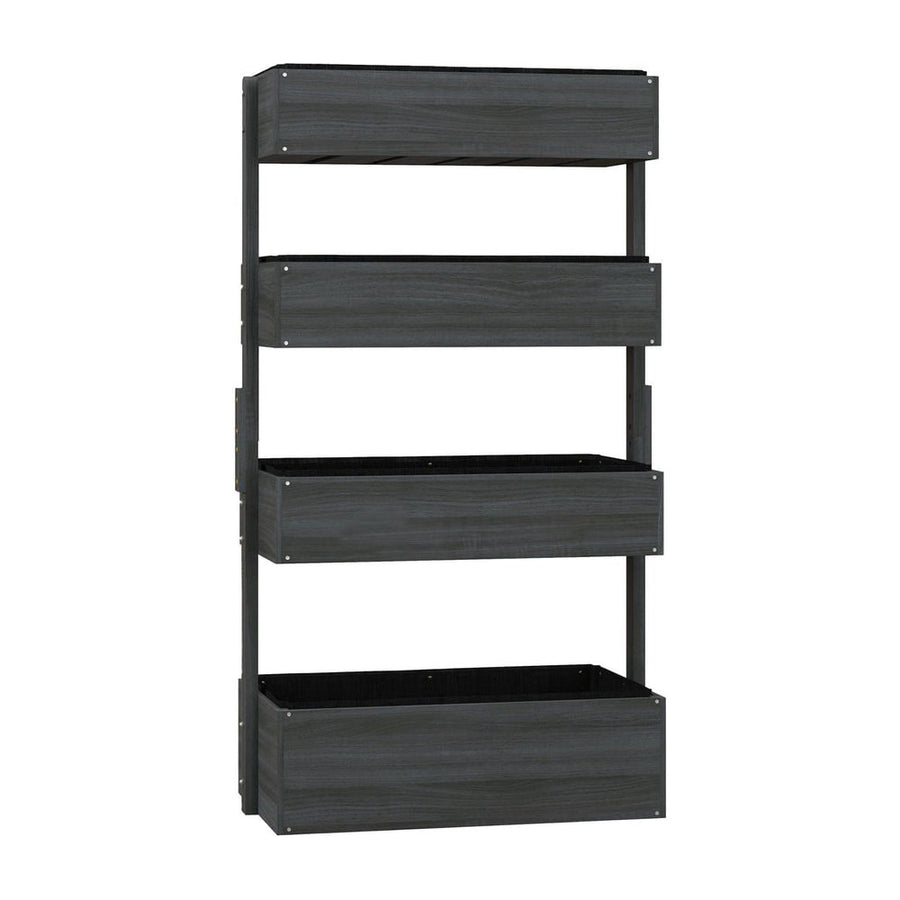 Outsunny Four-Tier Basket Wooden Plant Stand - Grey