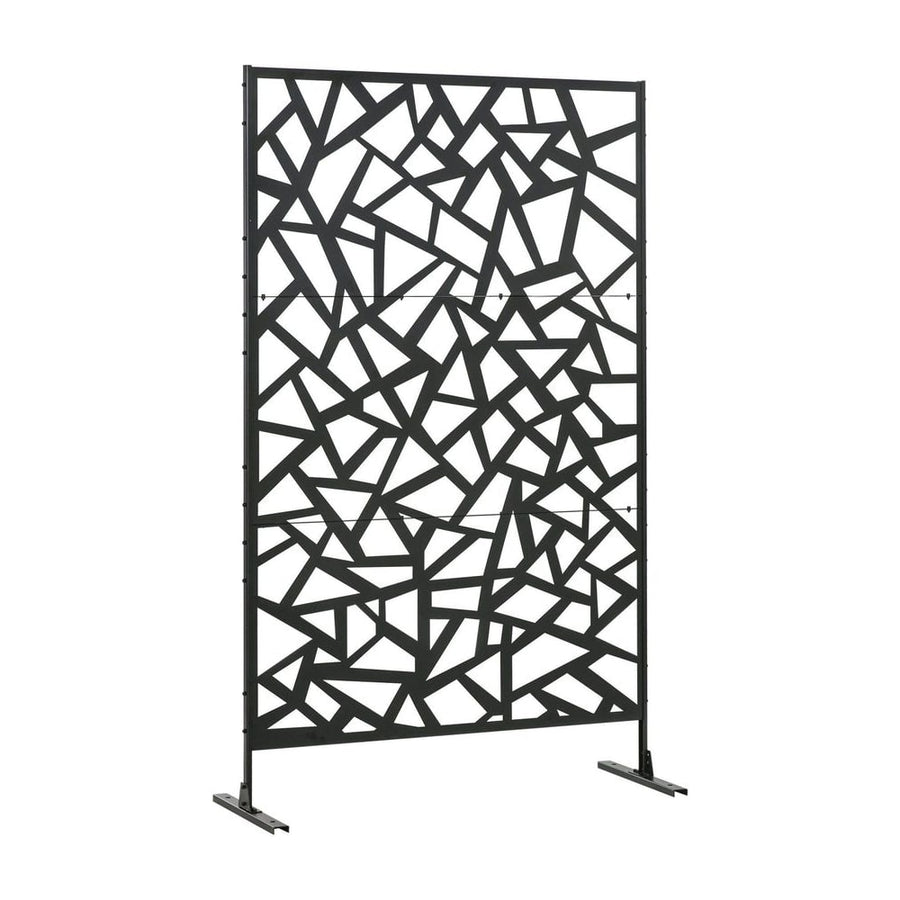 Outsunny Freestanding Garden Partition Screen Metal Decorative Outdoor Divider with Expansion Screws for Garden Patio Deck