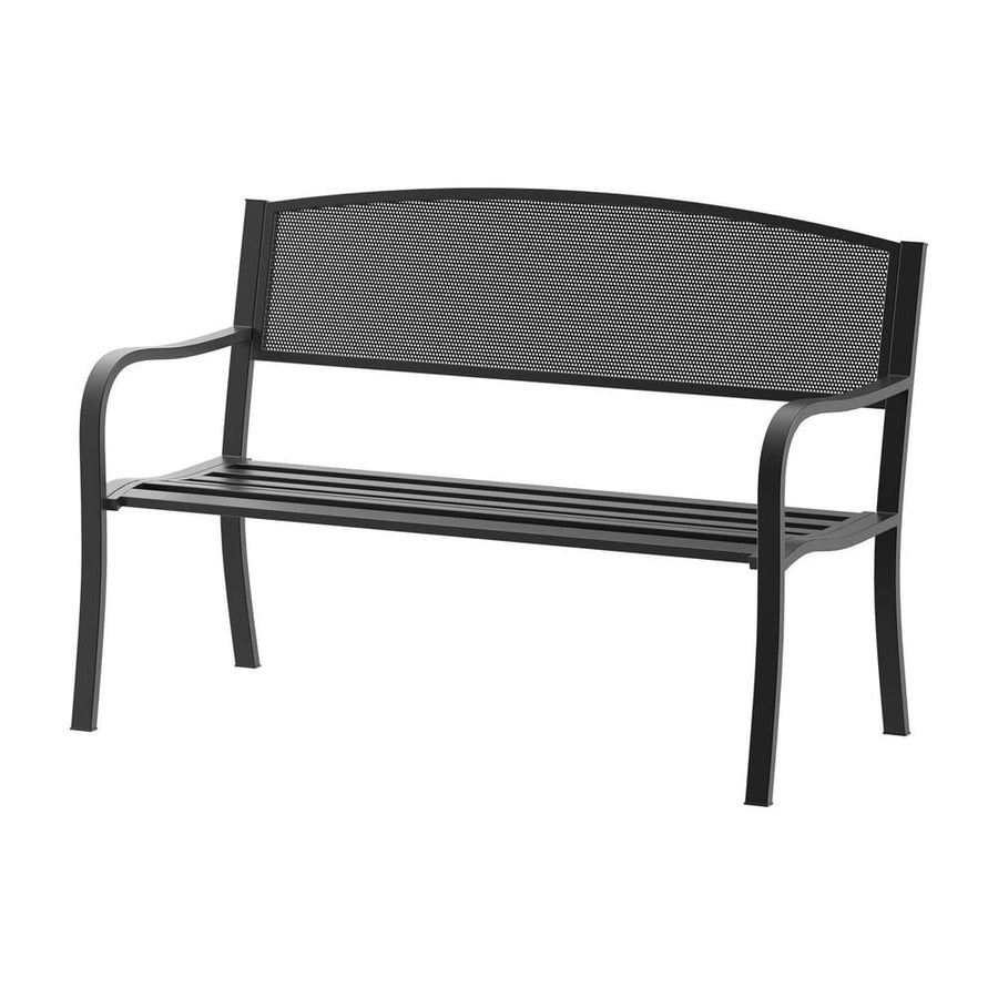 Outsunny Garden Bench Furniture Patio Park 2 Person Chair Seat Steel Black 120cm Outdoor