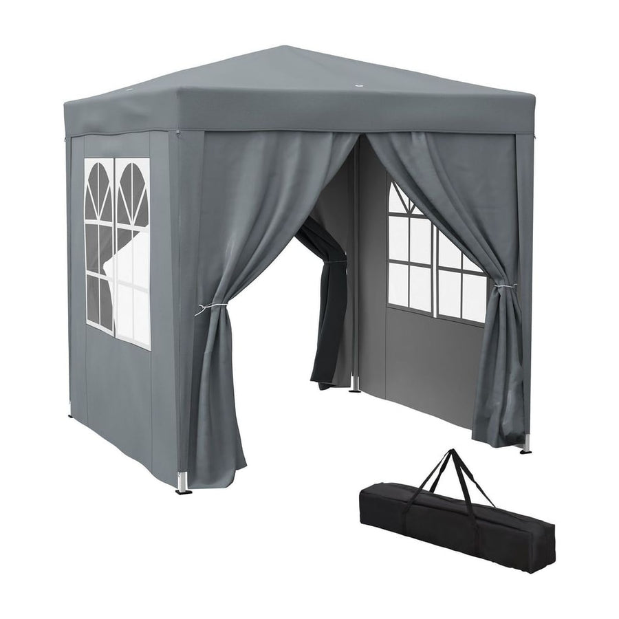 Outsunny Garden Pop Up Gazebo Marquee Party Tent Canopy with free Carrying Case, Removable 2 Walls, 2 Windows, 2m x 2m, Grey