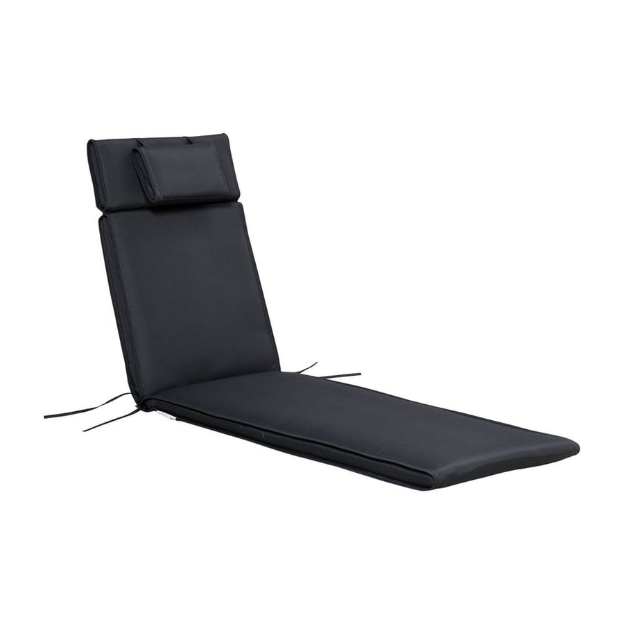 Outsunny Garden Sun Lounger Cushion Replacement Soft Sunbed Reclining Chair Relaxer Pad with Pillow, Cushion ONLY - Black