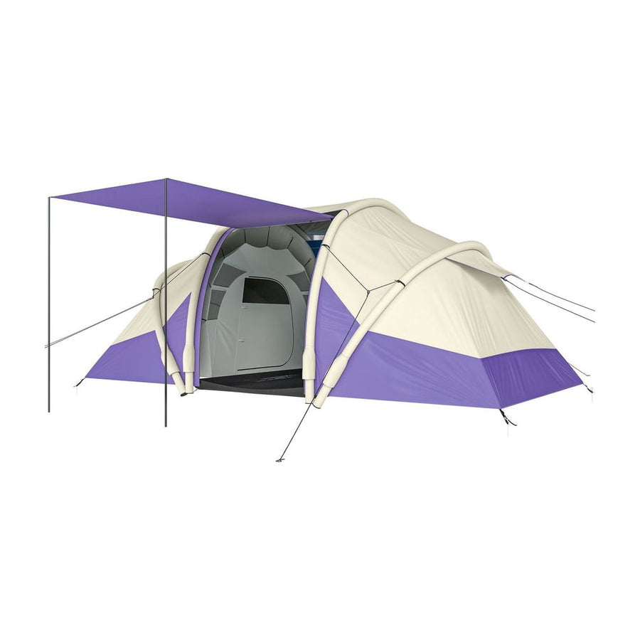 Outsunny Inflatable Tent 2 Bedroom 3000mm Waterproof Windproof Air Tent with Carry Bag for 2-4 Person