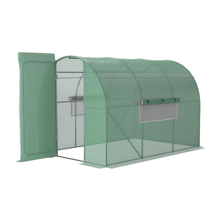 Outsunny Large Polytunnel Walk In Greenhouse, Plant Gardening Tunnel Green House with Metal Hinged Door, Galvanised Steel