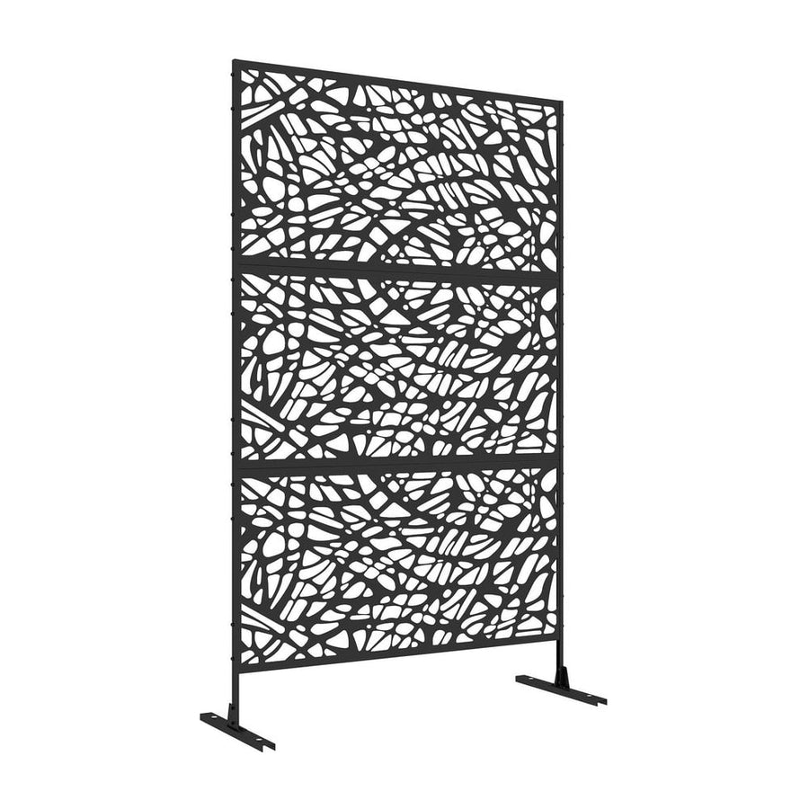 Outsunny Metal Decorative Privacy Screen Outdoor Divider, Black Twisted Lines