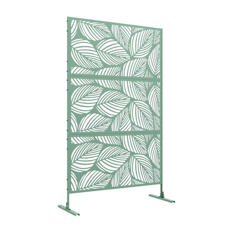 Outsunny Metal Decorative Privacy Screen Outdoor Divider, Green Leaf