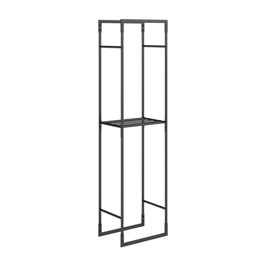 Outsunny Metal Firewood Log Holder, Heavy Duty Firewood Rack with Adjustable Shelf, Indoor Outdoor Fireplace Wood Storage
