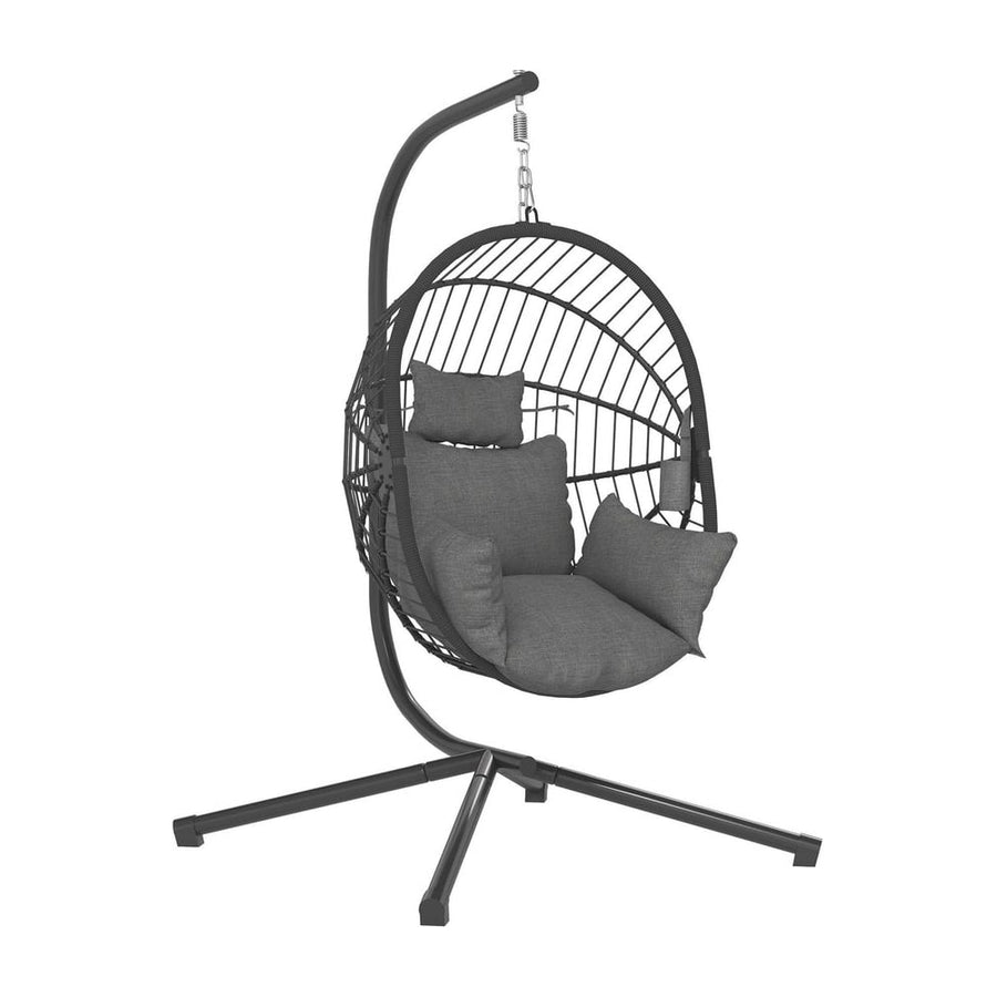 Outsunny Metal Stand Hanging Egg Chair, with Full Body Padded Seat - Grey