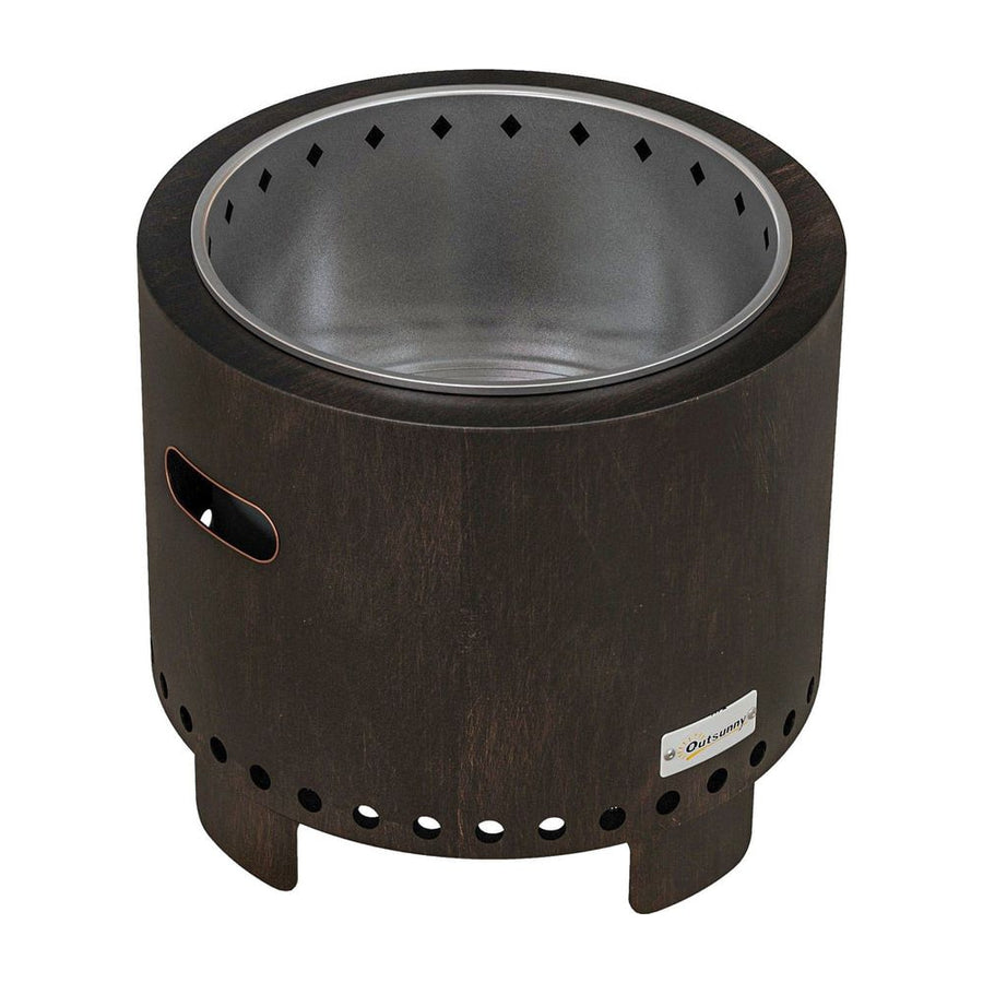 Outsunny Metal Wood-burning Smokeless Fire Pit, Black