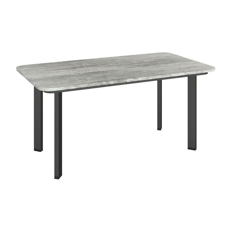 Outsunny Outdoor Garden Coffee Table, Garden Table with Slatted Wood Plastic Composite Top and Metal Frame, Grey