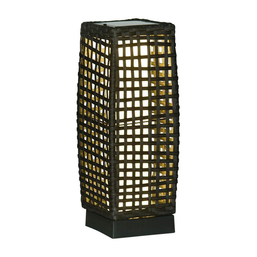 Outsunny Outdoor Rattan Solar Lantern, Brushed PE Wicker Patio Garden Lantern wtih Auto On/Off Solar Powered LED Lights for