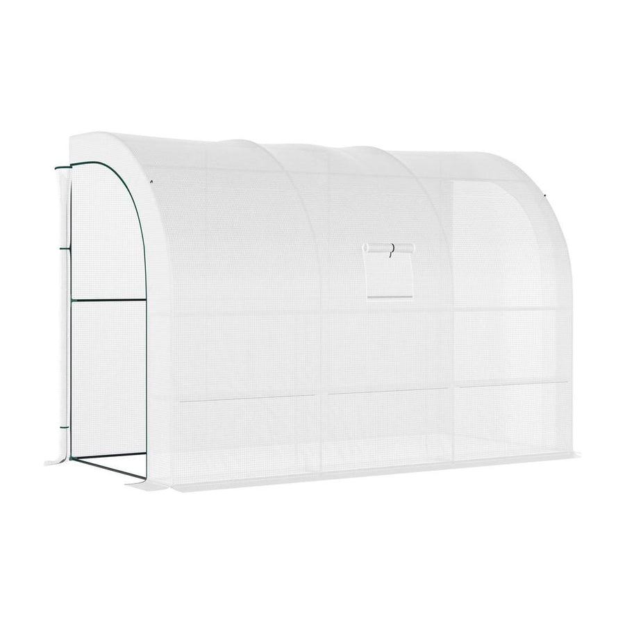 Outsunny Outdoor Walk-In Greenhouse, Plant Nursery with Zippered Doors, PE Cover and 3-Tier Shelves, White, 300 x 150 x 213