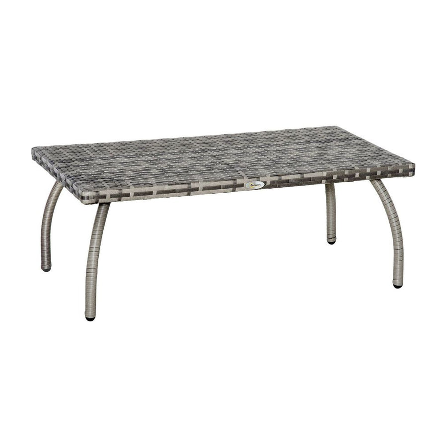 Outsunny PE Wicker Rattan Garden Coffee Table - Mixed Grey