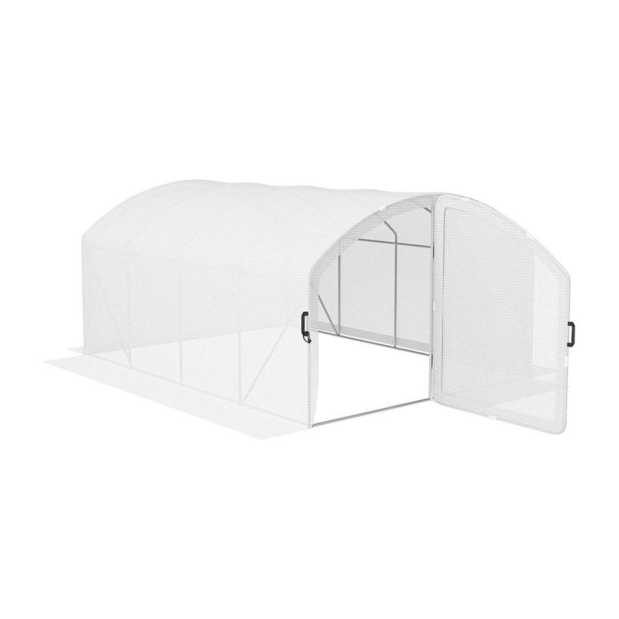 Outsunny Polytunnel Greenhouse Walk-in Grow House with UV-resistant PE Cover, Door, Galvanised Steel Frame, 4 x 3 x 2m, White