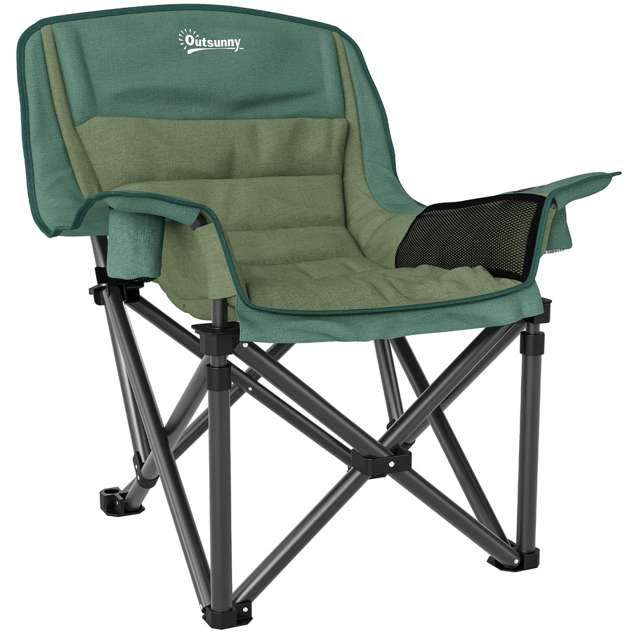 Outsunny Portable Padded Camping Chair in Olive Green