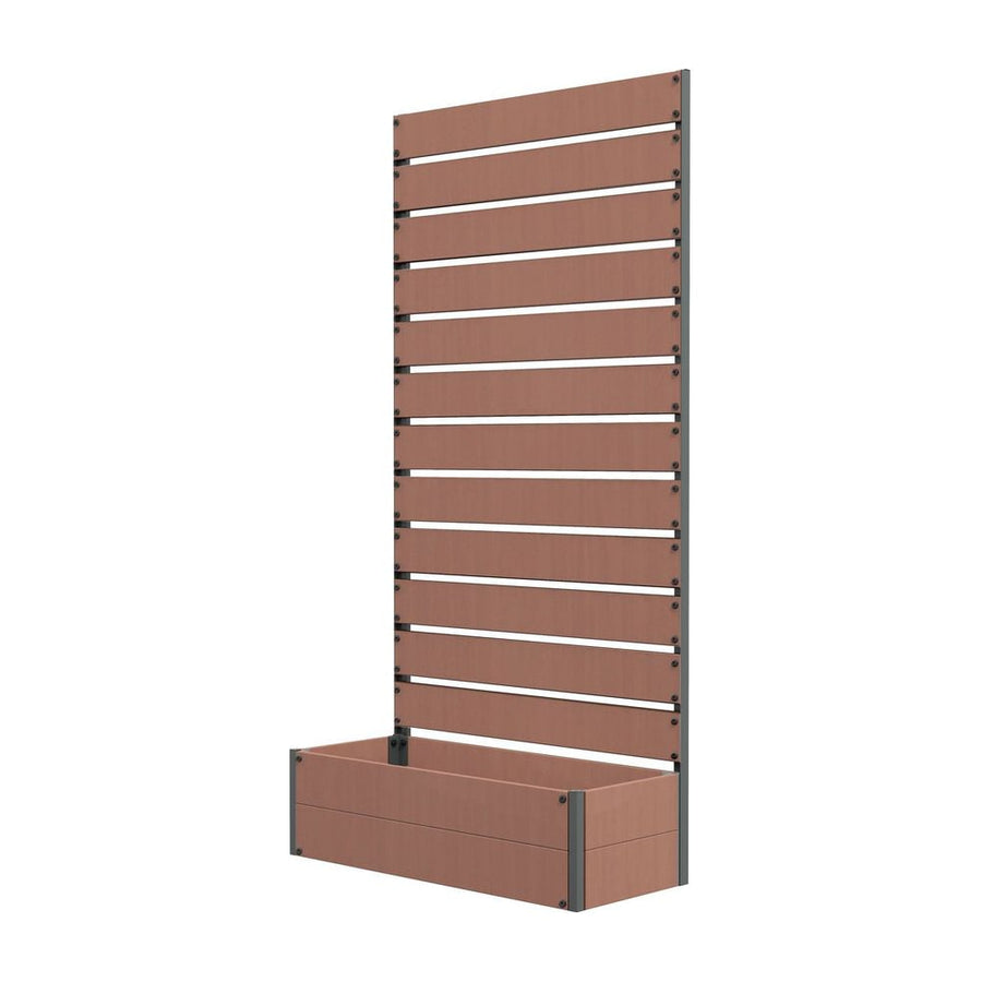 Outsunny Raised Bed for Garden, Planter with Trellis for Climbing Plants, Vines, Planter Box with Drainage Gap, Light Brown