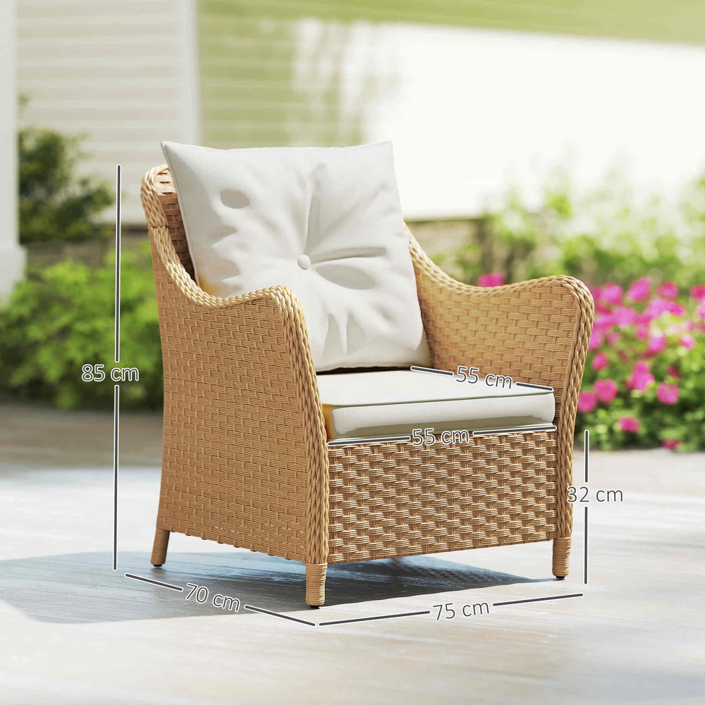 Outsunny Rattan Garden Chairs Set of 2 in Beige