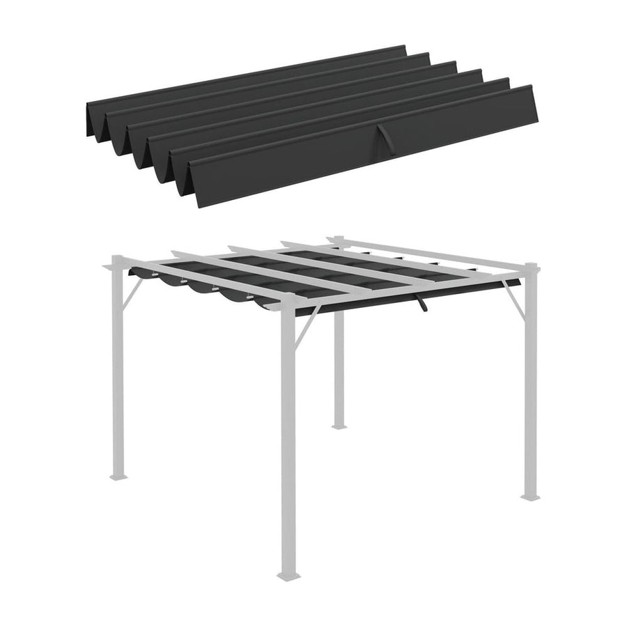 Outsunny Retractable Pergola Cover, 2.55 x 2.5 m Replacement Canopy Fabric for 3 x 3 m Frame, Roof Top Only, Dark Grey