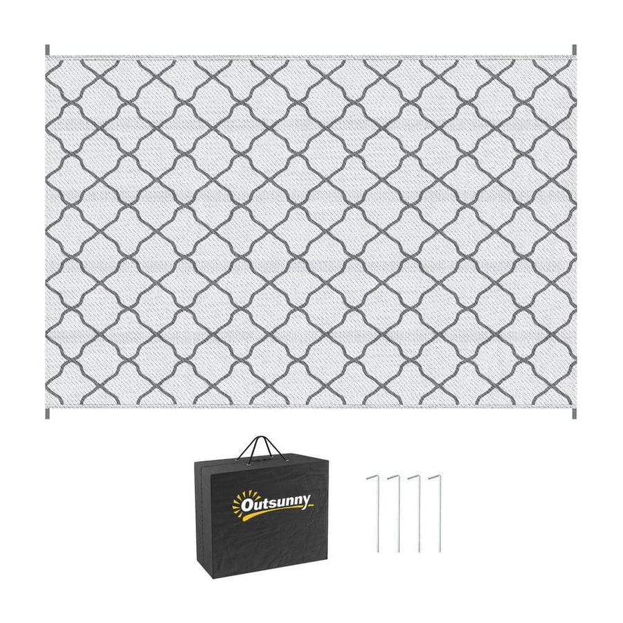 Outsunny Reversible Outdoor Rug with Carry Bag, Waterproof Plastic Straw Mat for Garden, Deck, RV, Picnic, Beach, Camping