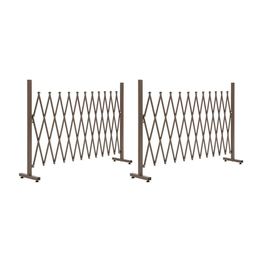 Outsunny Set of 2 Expanding Garden Fencc, Aluminium Freestanding Foldable Picket Fence, 300cmx103.5 cm, Dark Brown