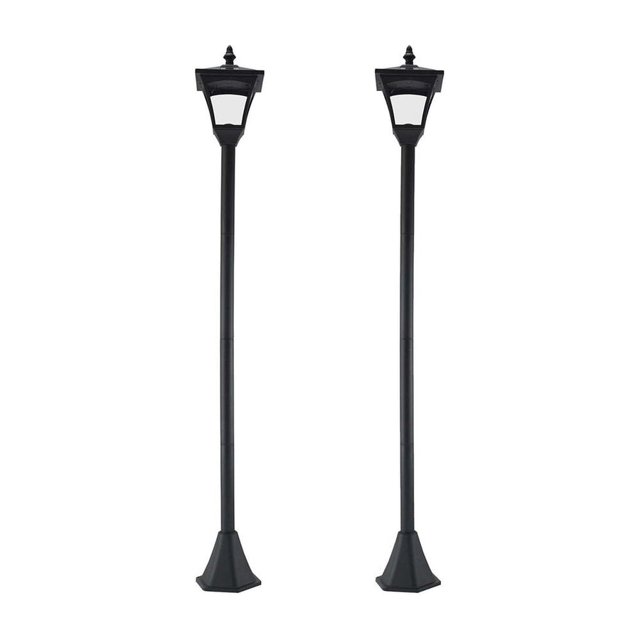 Outsunny Set of 2 Outdoor Garden Solar Post Lamp Sensor Dimmable LED Lantern Bollard IP44 Energy-saving 1.2M Tall, Black