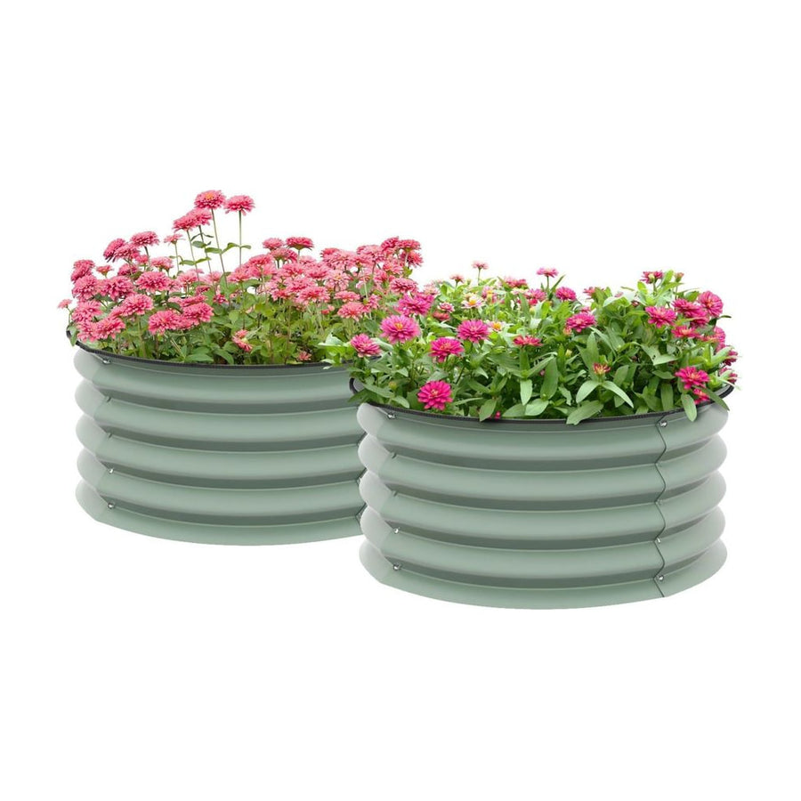 Outsunny Set of 2 Raised Garden Bed, Metal Planter Box with Safety Edging, Easy-to-assemble Stock Tank, Green