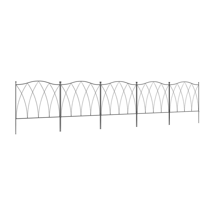 Outsunny Set of Five 61.5cm Decorative Metal Fence Panels - Black
