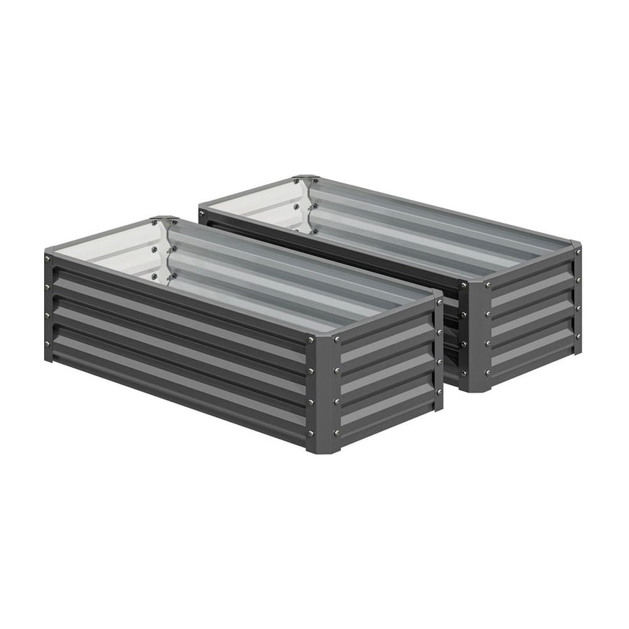 Outsunny Set of Two 110 x 50cm Steel Planter Boxes - Light Grey