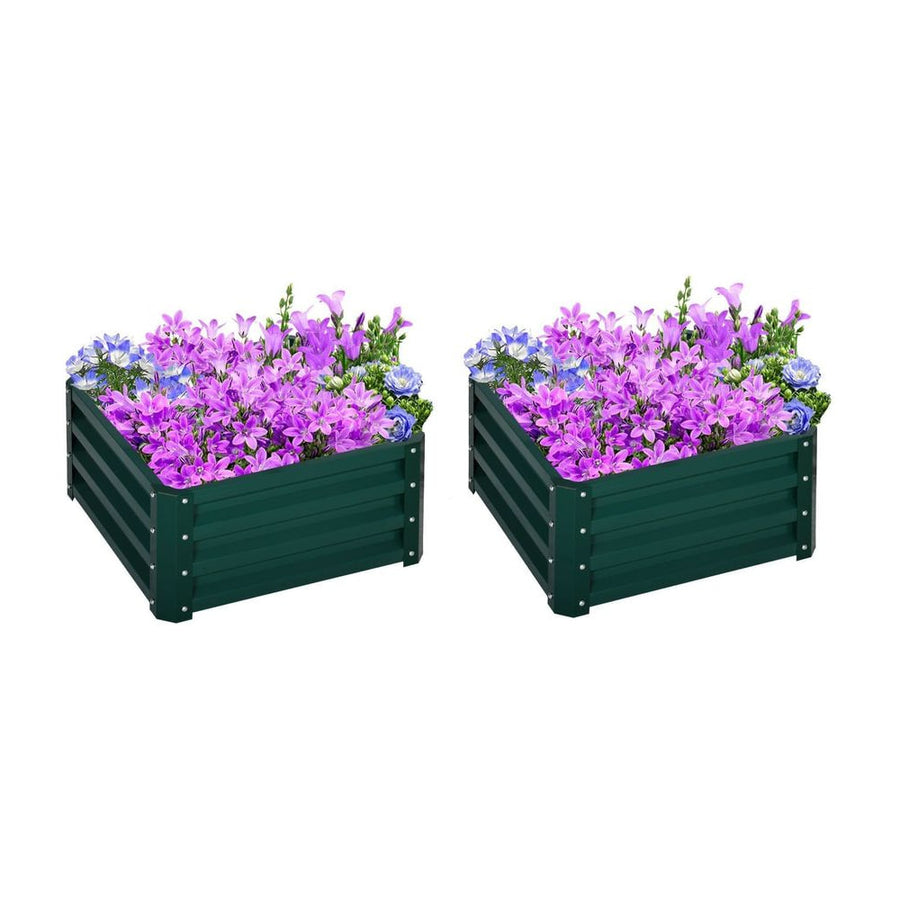 Outsunny Set of Two 60 x 60cm Steel Planter Boxes - Green