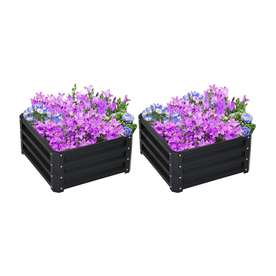 Outsunny Set of Two 60 x 60cm Steel Planter Boxes - Grey