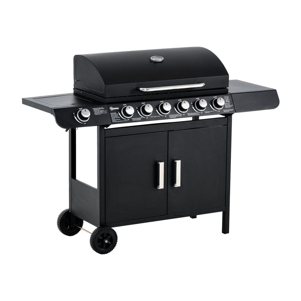 Outsunny Seven Burner Gas Grill, with Integrated Thermometer and Storage