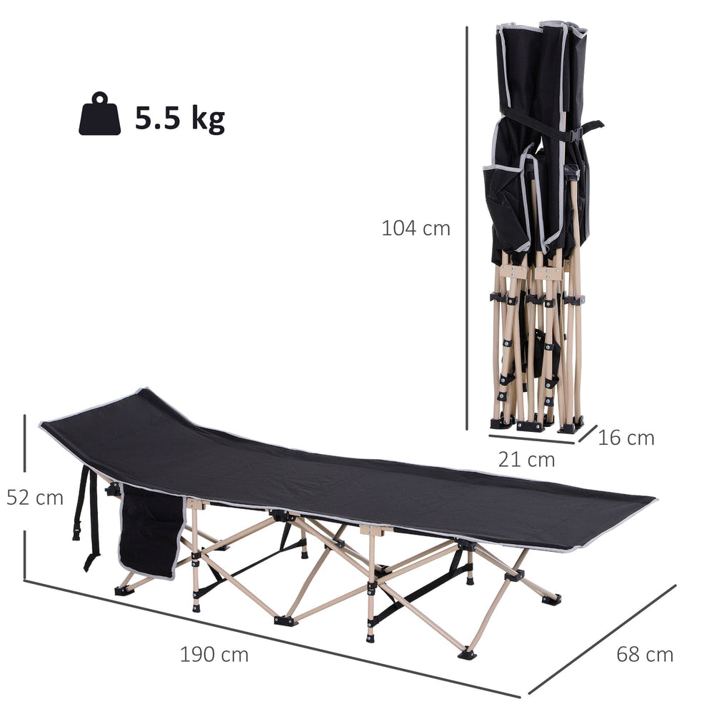 Outsunny Single Person Camping Bed in Black