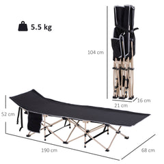 Outsunny Single Person Camping Bed in Black