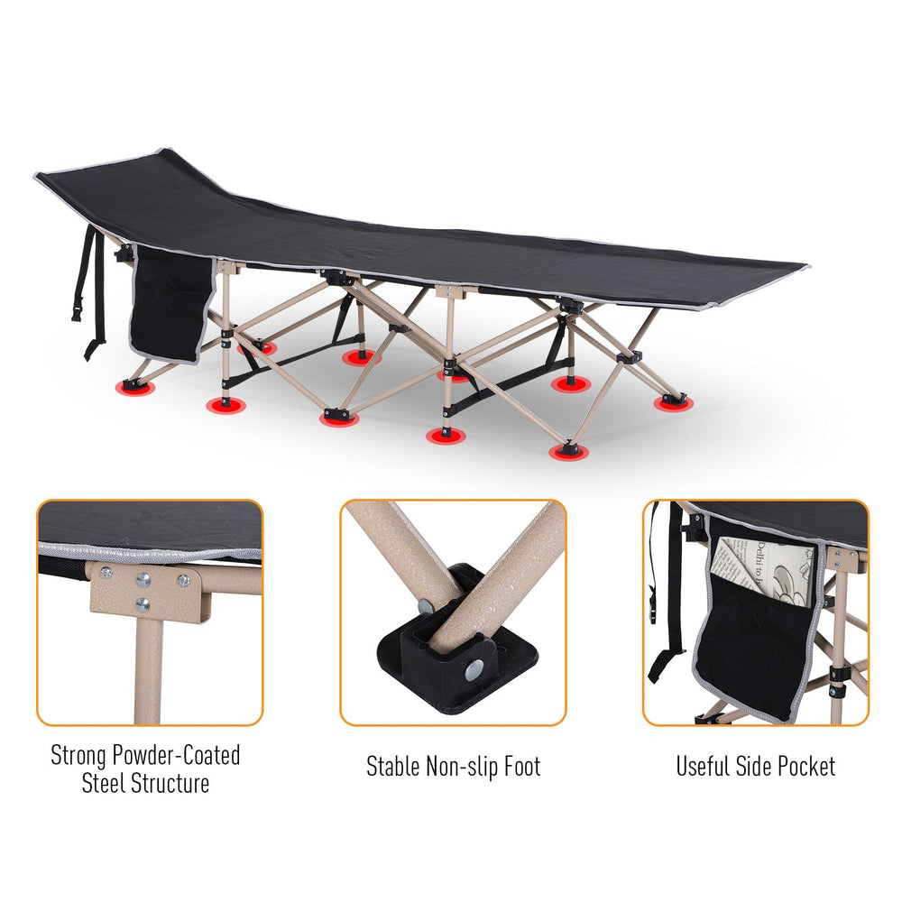 Outsunny Single Person Camping Bed in Black