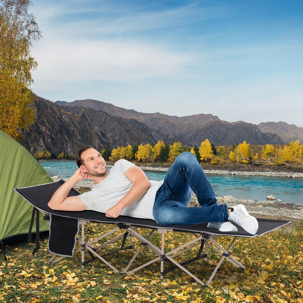 Outsunny Single Person Camping Bed in Black
