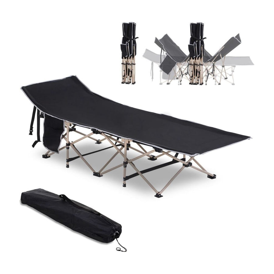 Outsunny Single Person Camping Bed Folding Cot Outdoor Patio Portable Military Sleeping Bed Travel Guest Leisure Fishing with