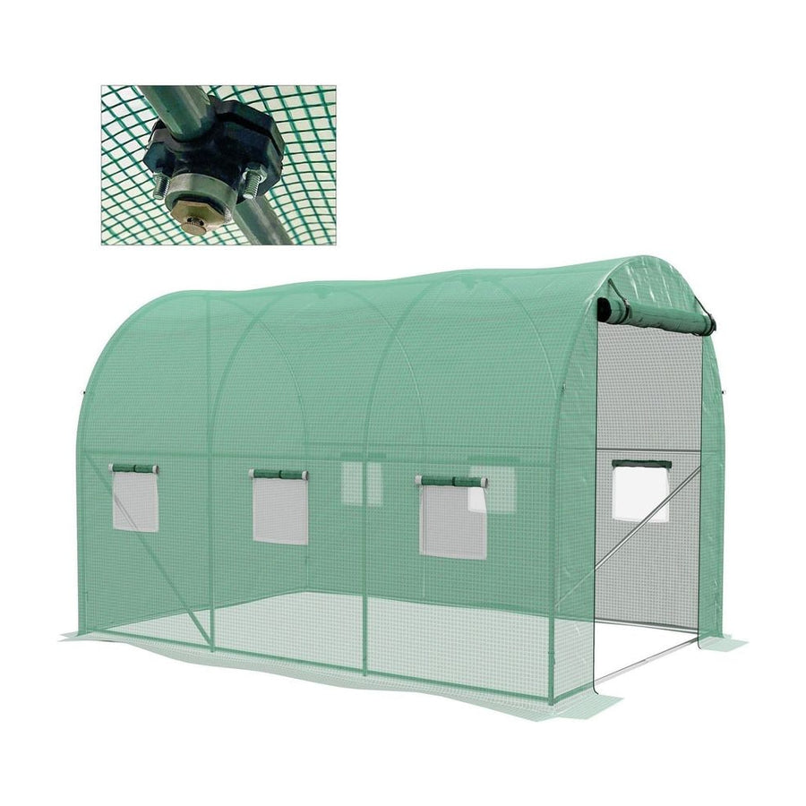 Outsunny Sprinkler System Polytunnel Greenhouse, 3 x 2m, Green